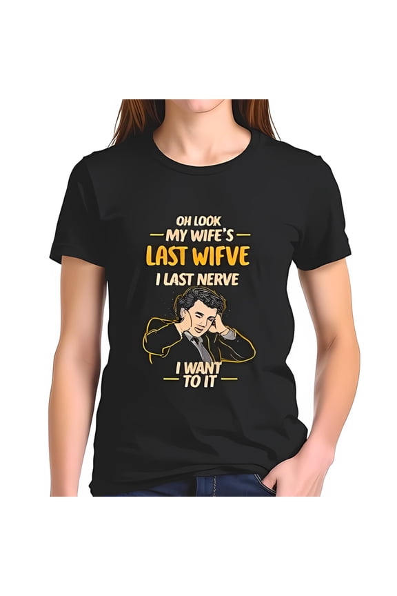 Black Cotton Short Sleeve T-Shirt With Man - & " Last Nerve "-All-Cotton All Size S-5Xl