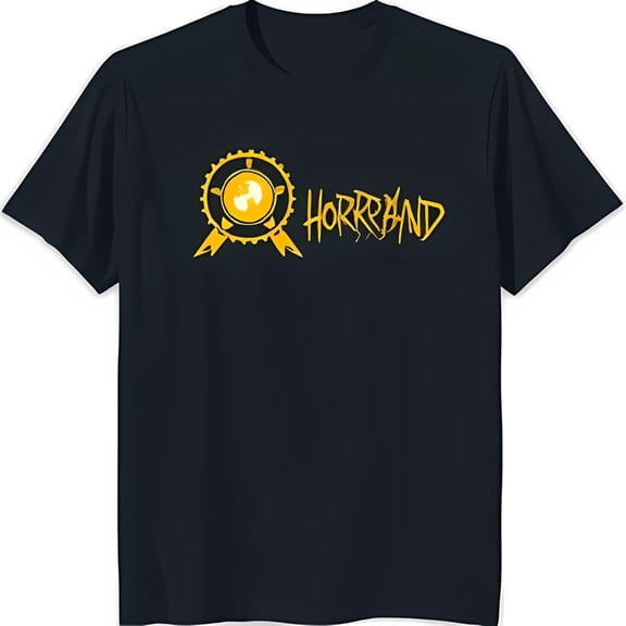 Simple Fit Black T-Shirt With Yellow Drum Design 'Horr Band' Graphic Tee For Music Lovers All Size S-5Xl