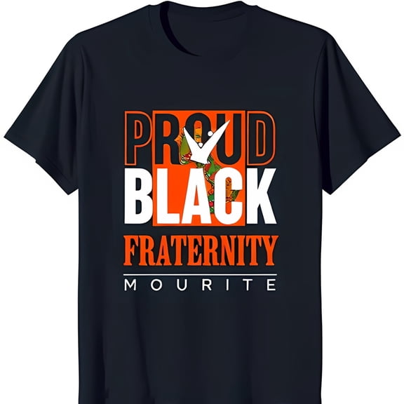 Simple Fit Bold Graphic Black T-Shirt 'Proud Black Fraternity Mourite' Design Neck All Size S-5Xl