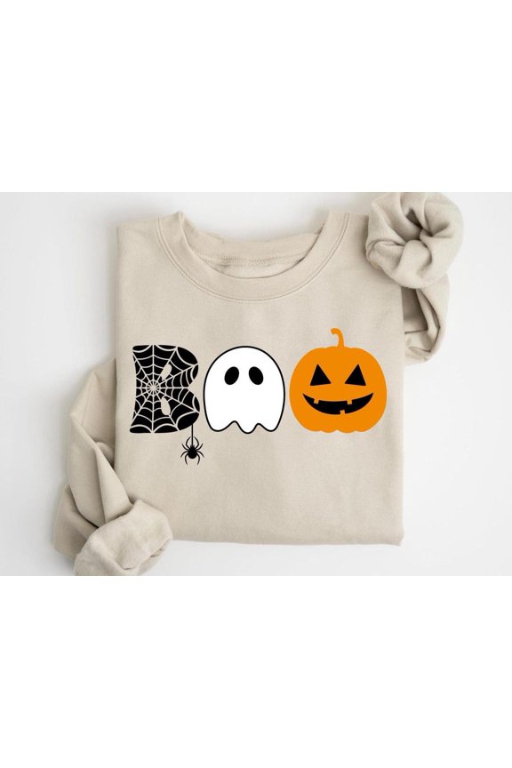 Boo Ghost Sweatshirt, Cute Spooky Sweatshirt, Womens Ghost Sweatshirt, Spooky Season, Ghost Lover Gift, Happy Holidays Vibes, Fall Graphic Shirt All Size S-5Xl