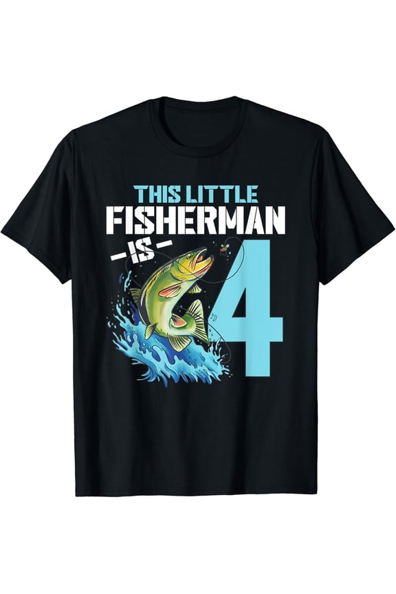Boys Fishing Birthday Shirt 4 Year Old Boy Fisherman T-Shirt