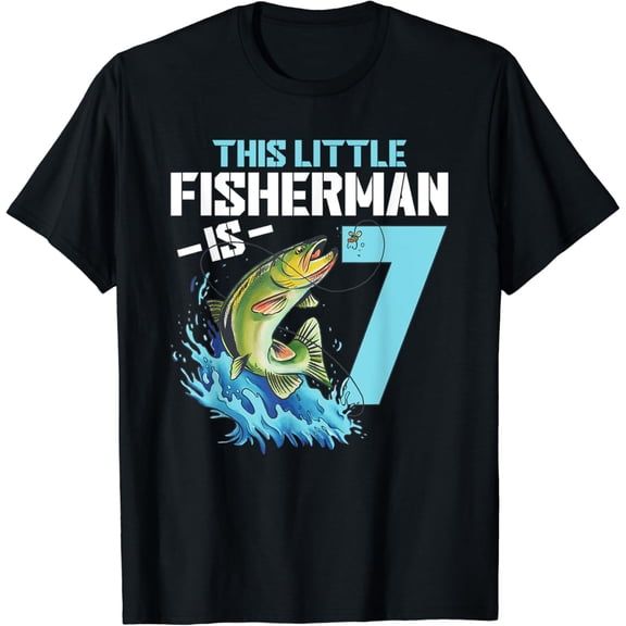 Simple Fit Boys Fishing Birthday Shirt 7 Year Old Boy Fisherman T-Shirt