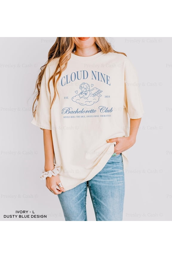 Simple Fit Bride On Cloud Nine Bachelorette Shirt Cloud 9 Bachelorette Party Shirts Shirt Love Day Bachelorette Theme Cloud Wine