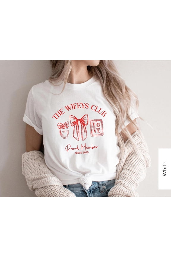 Bride T-Shirt, Wifey Shirt, The Wifeys Club, Bride Tee Crewneck, Bridal Shower Gift, Cute Women'S T-Shirt With Back Print, Cute Wedding Gift