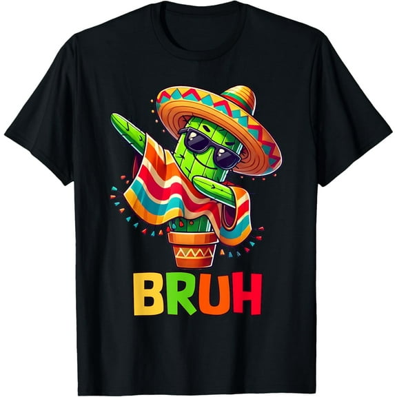 Simple Fit Bruh Cinco De Mayo Mexican Party Dabbing Cactus Boys Men T-Shirt All Size S-5Xl