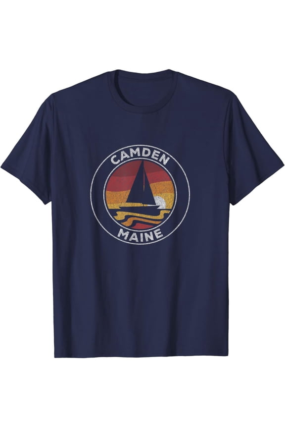 Camden Maine Vintage Sailboat 70S Retro Sunset T-Shirt All Size S-5XL