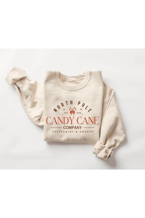 Candy Cane , North Pole Sweater, Candy Canes Crewneck, Trendy Pullover, Womens Sweater All Size S-5XL