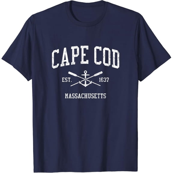 Simple Fit Cape Cod Ma Vintage Crossed Oars & Boat Anchor Sports T-Shirt All Size S-5XL