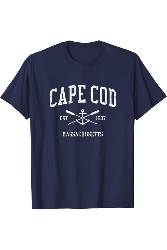 Cape Cod Ma Vintage Crossed Oars & Boat Anchor Sports T-Shirt All Size S-5XL