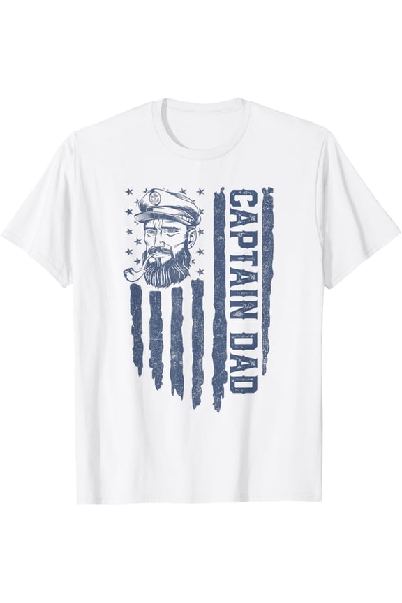 Captain Dad American Flag Pontoon Boating 4Th Of July T-Shirt All Size S-5XL