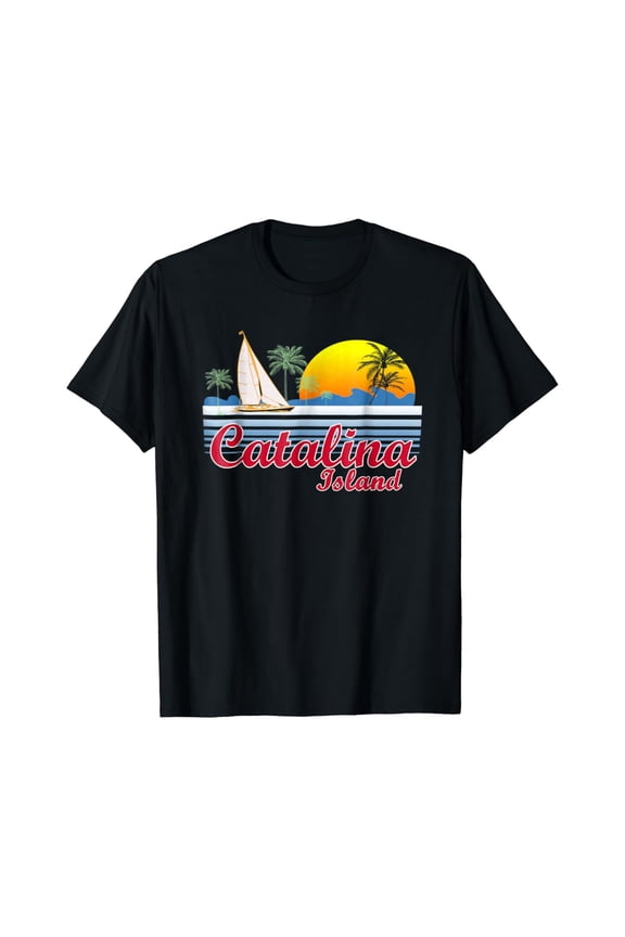 Catalina Island 80S Retro Tropical Sailing Gift T-Shirt All Size S-5XL