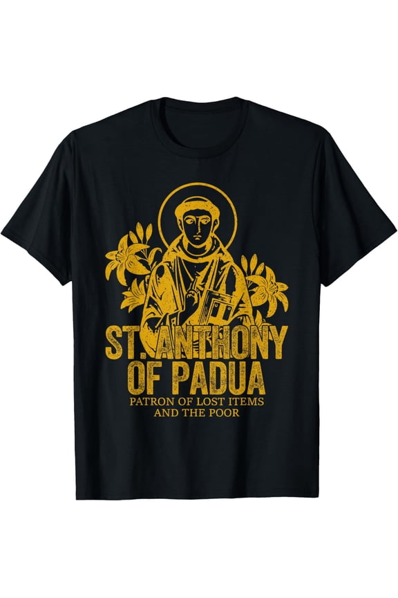 Catholicism Gold St. Anthony Of Padua Christian Saint T-Shirt All Size S-5Xl