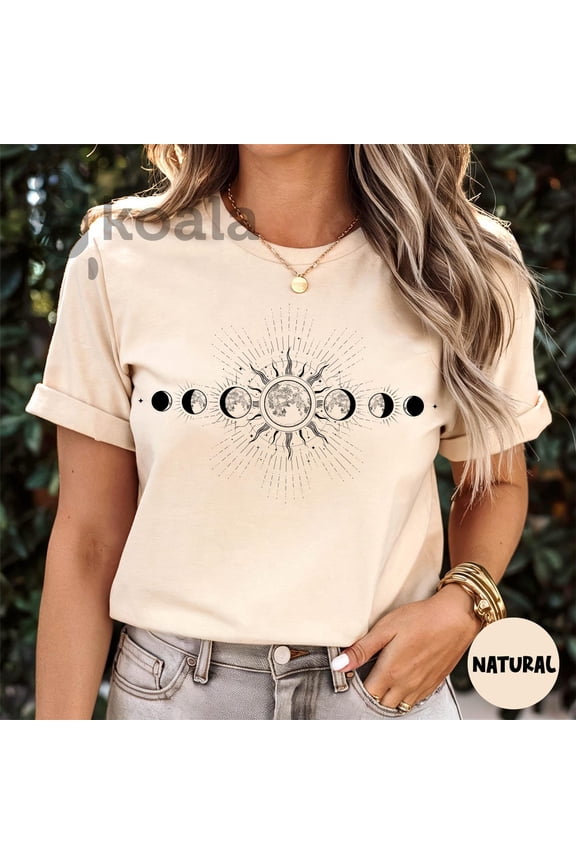 Celestial Lunar Phase Shirt, Boho Moon Astronomy Apparel, Spiritual Moon Shirt, Moon Phase Shirt, Boho Mystical Lunar Cycle Shirt All Size S-5XL