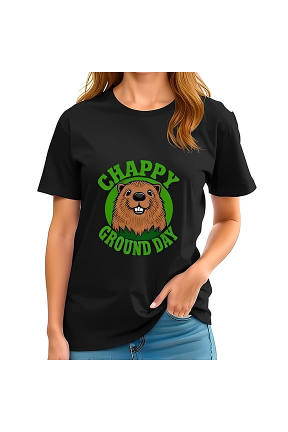 Charming Groundhog Day Cotton Short Sleeve T-Shirt With Playful ' -All-Cotton All Size S-5Xl