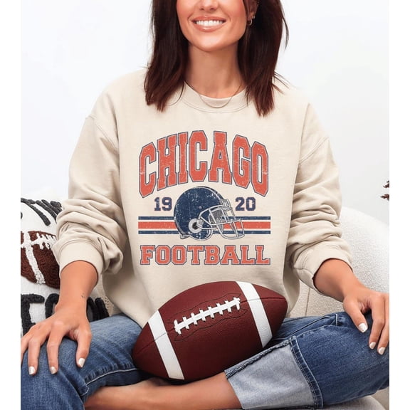 Simple Fit Chicago Football Retro Distressed and Sweatshirt, Retro Chicago Football sweater for Game Day All Size S-5XL