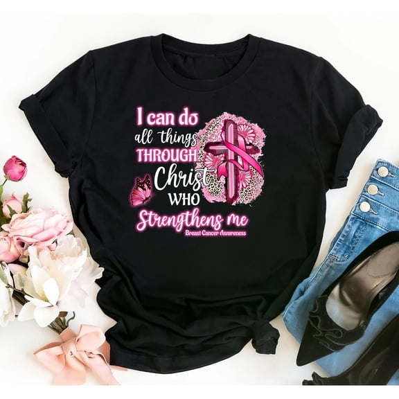 Simple Fit Christian Cancer Fighter Shirt, Inspirational Shirt, Women Shirt, Pink October, Gift for a Cancer Fighter, Ink and Quotes All Size S-5XL
