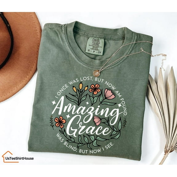 Simple Fit Christian Shirt , Amazing Grace Shirt, Religious Gift, Christian Gift for Women, Amazing Grace Floral Shirt, Religious Shirt