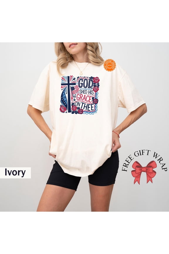 Christian Usa T-Shirt, God Shed His Grace On Thee, Religious American Shirt, Jesus Usa Tee, 4Th Of July Apparel, Gift For Her All Size S-5Xl