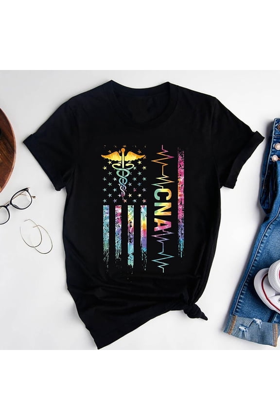 Cna American Flag T-Shirt, Tie Dye Certified Nursing Assistant Shirt, Cna T-S... Gift For Him/Her