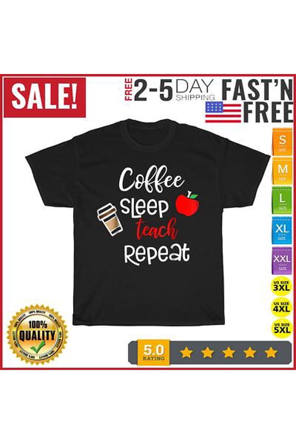 Coffee Sleep Teach Repeat Vintage T Shirt Men Fashion 2023 Women T Shirt Short All Size S-5XL