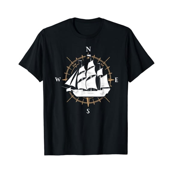 Simple Fit Compass Sailing Ship Boat Sailor Nautic T-Shirt All Size S-5XL