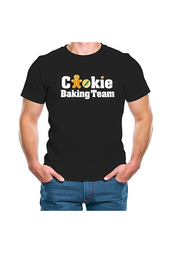 Cookie Baking Team T-Shirt - Fun Gingerbread Man & Cookie Design -All-Cotton All Size S-5Xl