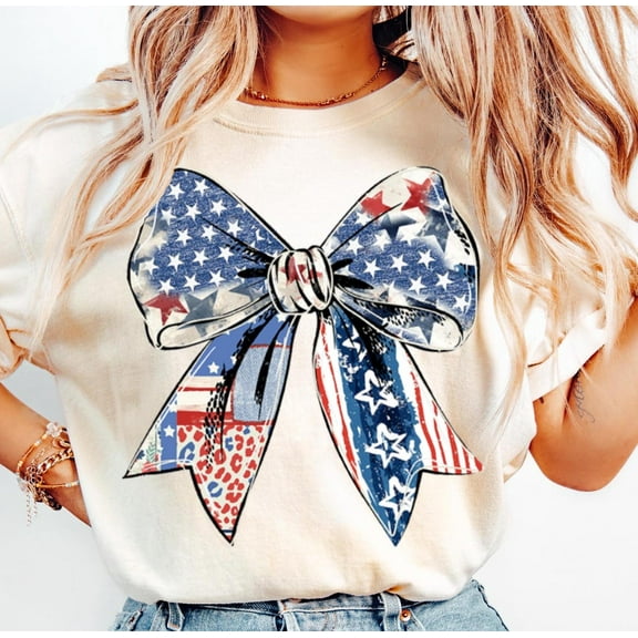 Simple Fit Coquette 4Th Of July Shirt, American Flag Shirt, Usa Tshirt, Retro 4Th Of July Shirt, Trendy Summer Shirt, Coquette Bow Tee, Patriotic Shirt