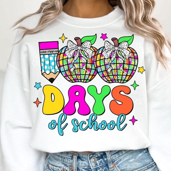 Simple Fit Coquette Bow 100 day of school pencil, 100 day of school, brushstroke 100 days of school, Teacher 100 days All Size S-5XL
