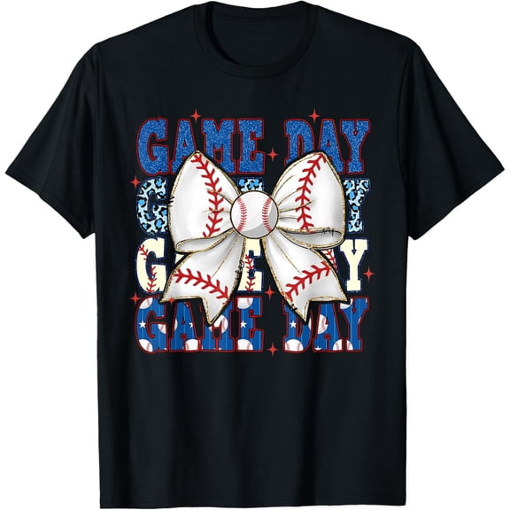 Simple Fit Coquette Bow Game Day Baseball Softball Cheer Mom Life T-Shirt All Size S-5Xl
