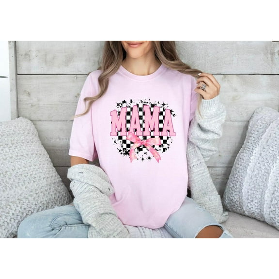 Simple Fit Coquette Bows Mama Shirt, Pink Bow Mom Shirt, Coquette Aesthetic Shirt, Ribbon Mom Shirt, Mother's Day Shirt, Cute Mom Shirt