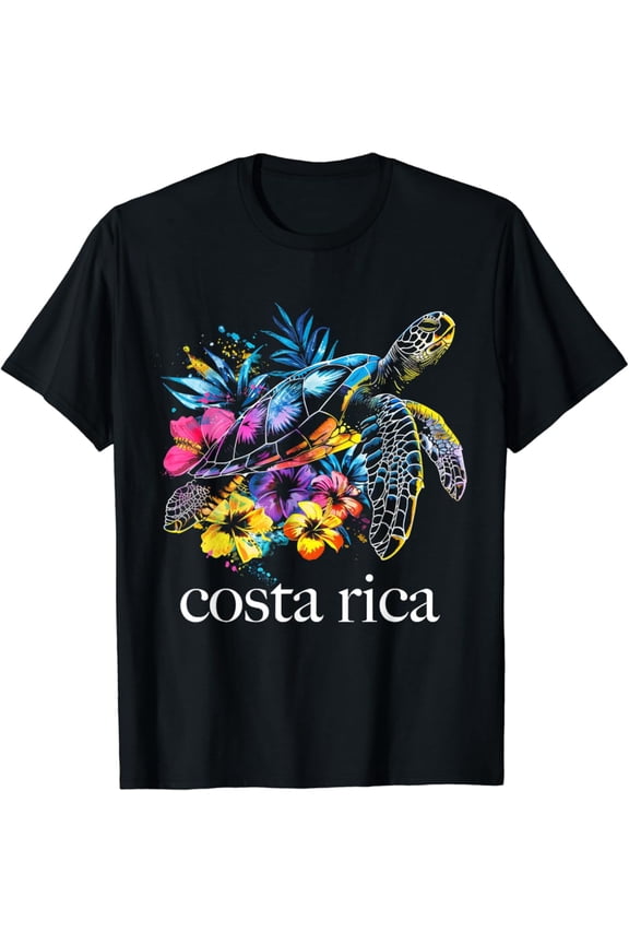 Costa Rica Sea Turtle Flowers Scuba Diving Surfer Souvenir T-Shirt All Size S-5XL