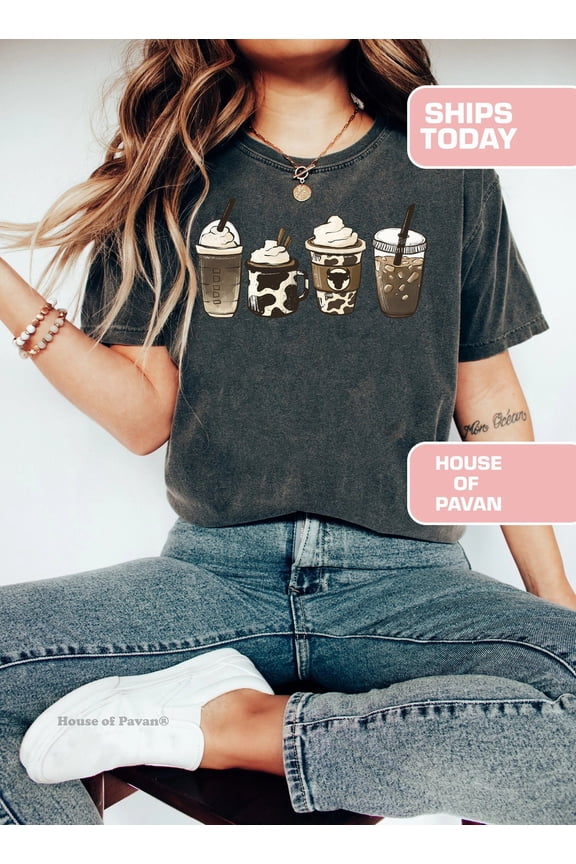 Cows and Coffee Shirt, Cute Retro Graphic Tee, , Iced Coffee Shirt, Cow Shirt for Women, Cow Lover, Coffee Lover, Coffee Tee
