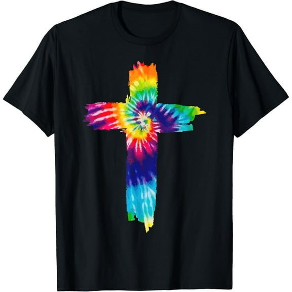 Simple Fit Cross Tie Dye Christian Christ Hippie Bible Religious T-Shirt