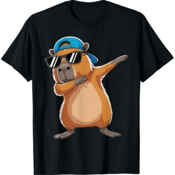 Simple Fit Cute Dabbing Capybara Boys Men Fun Capy Lover T-Shirt All Size S-5Xl