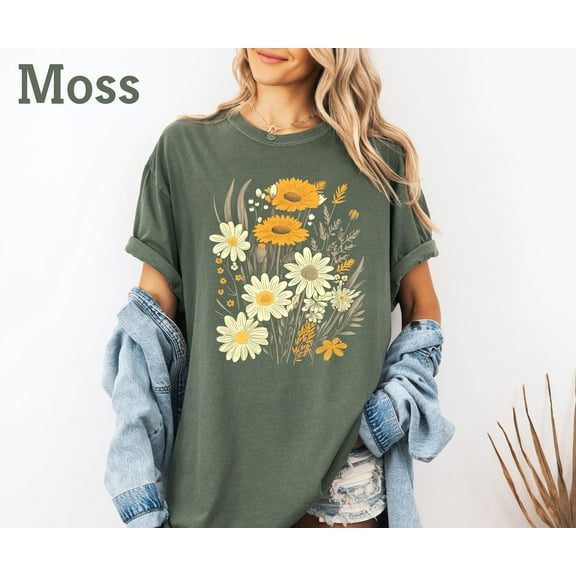 Simple Fit Cute Daisy Tshirt For Summer, Spring Daisy Shirt, Cute Floral Women Shirt, Wildflowers Boho Shirt, Women Floral Gift Shirt