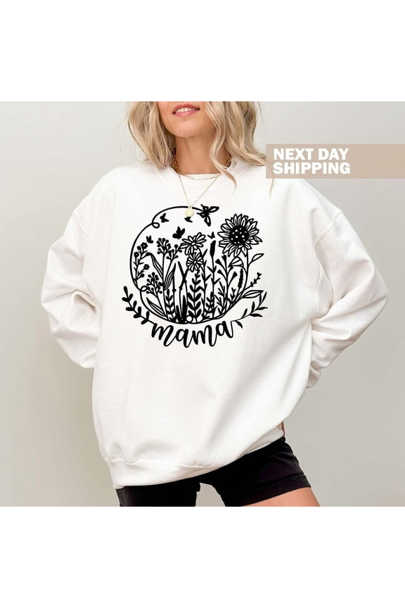 Cute Floral Mom Sweater, Butterflies Floral Mama Sweatshirt, Mom Life Shirt, Blessed Mama, New Mom Gift, Mothers Day Gift, Mom of Boys Gift All Size S-5XL