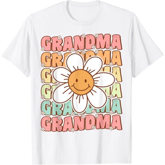 Simple Fit Cute Groovy Grandma 70S Family Birthday Party Daisy Flower T-Shirt