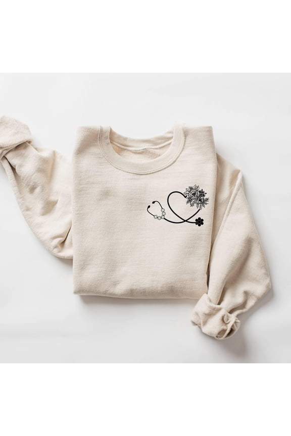 Cute Nurse Sweatshirt, Floral Stethoscope Shirt, Nursing School Gift, Healthcare Gift, Medicine Shirt, Doctor Shirt, Medical Assistant Tees All Size S-5Xl