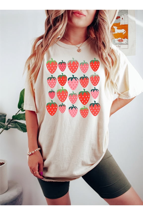 Cute Strawberry Shirt, Summer Girl Shirt, Cottagecore Shirt, Graphic Tee, Back To School, Strawberry Gift, Farm Life Shirt All Size S-5Xl