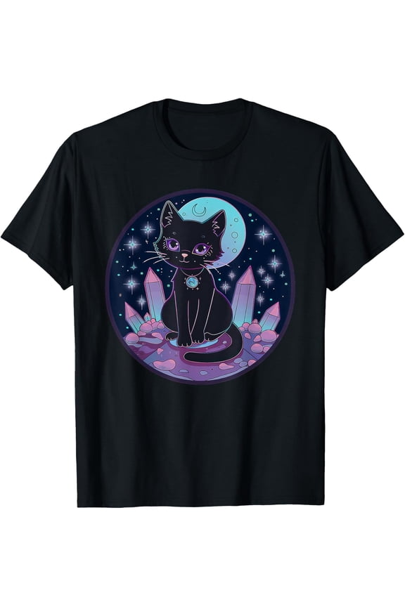 Cute Witchy Black Cat Kawaii Pastel Goth T-Shirt