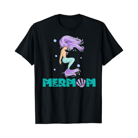 Simple Fit Cute Womens Mermaid Mom Mermom Seashell Mama T Shirt Gift T-Shirt