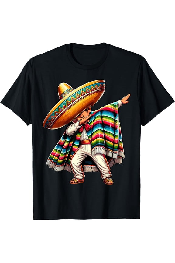 Dabbing Boys Mexican Poncho Cinco De Mayo T-Shirt All Size S-5Xl