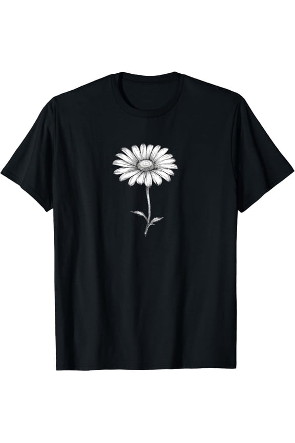 Daisy, Flower, Black And White, Minimal, Floral, Fashion T-Shirt