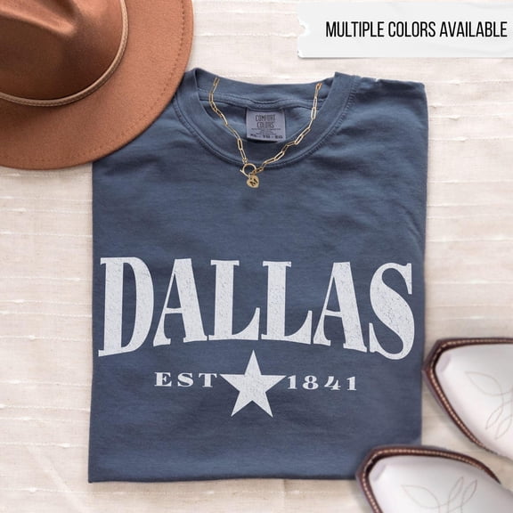 Simple Fit Dallas Texas T-Shirt , Texas Star Graphic Tee Shirt, Retro Western Style Tee Shirt, Lonestar State, Souvenir Travel Gift