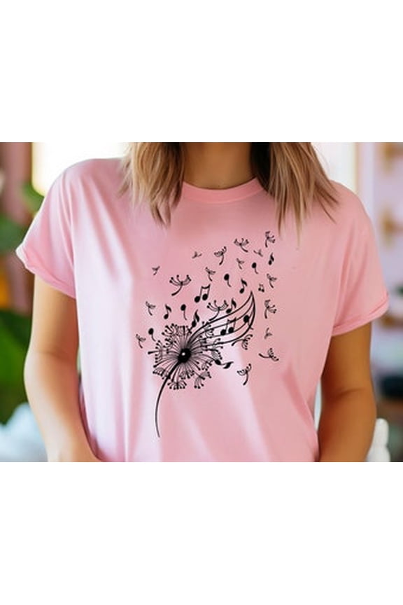 Dandelion Music Notes Shirt, Music Lover , Floral Shirt, Cute Mom Shirt, Trending Women Shirt, Boho Windflower Shirt, Musician Tee
