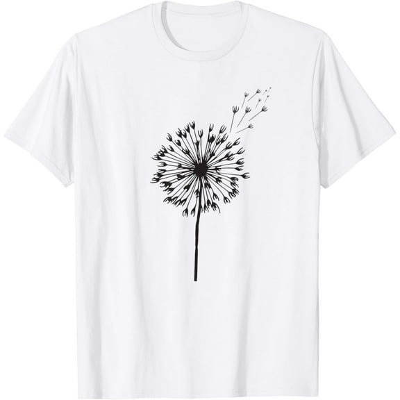 Simple Fit Dandelion Seed Flower Wish Design T-Shirt