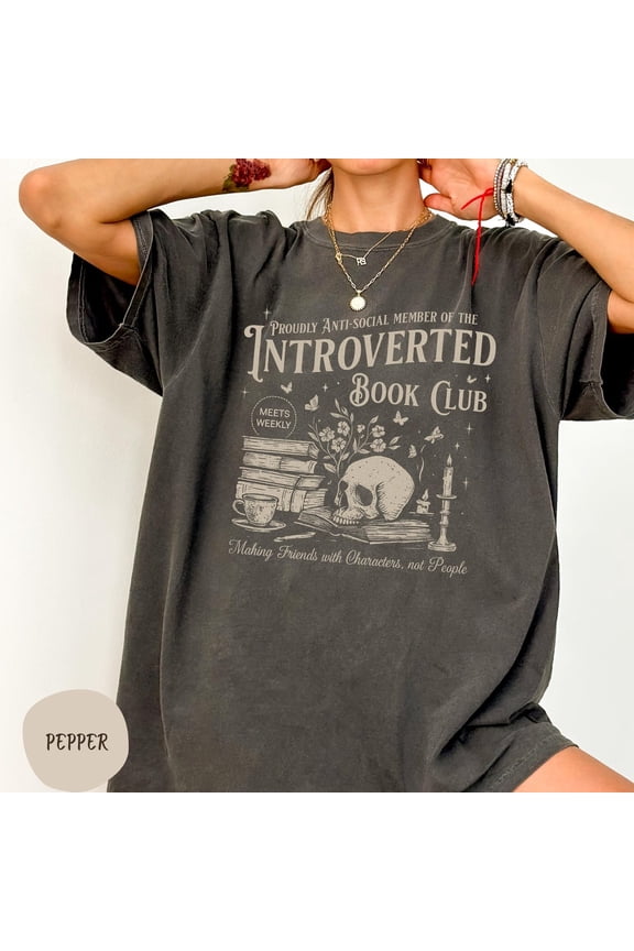 Dark Academia Book Club Shirt, Gothic Skull Bookish Reader Tee All Size S-5XL