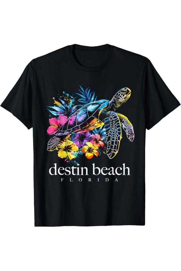 Destin Beach Florida Sea Turtle Scuba Diving Surfer Souvenir T-Shirt All Size S-5XL