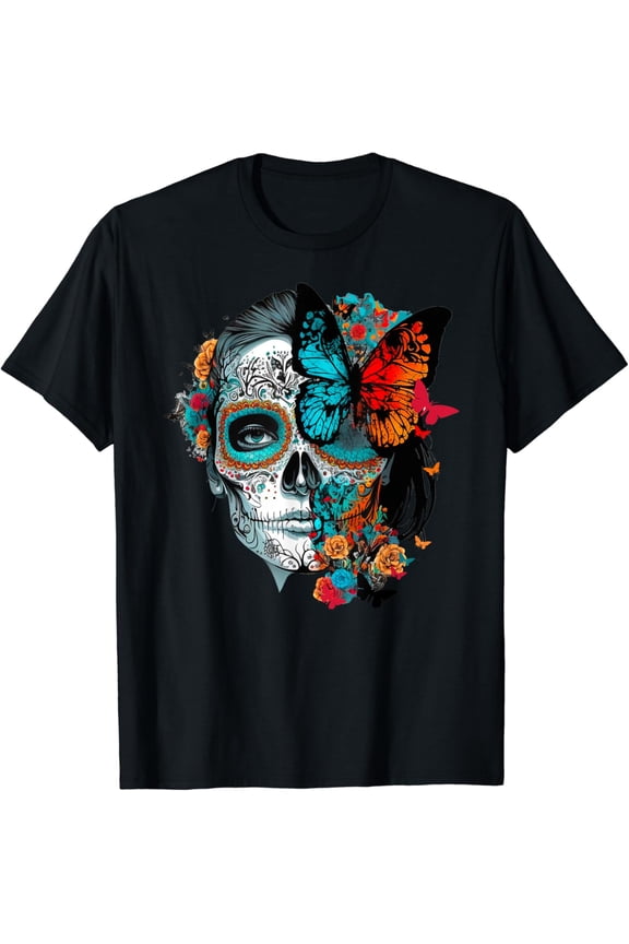 Dia De Los Muertos Floral Sugar Skull Gothic Day Of The T-Shirt