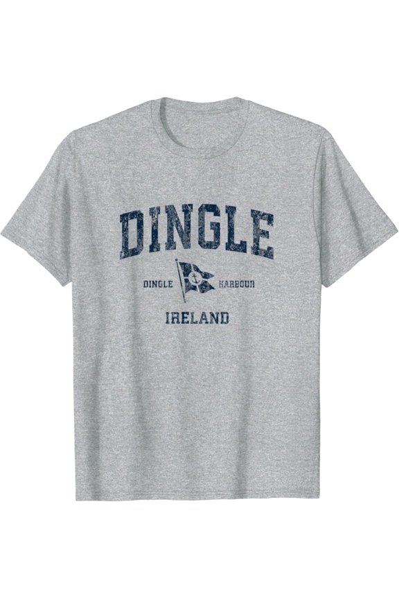 Dingle Ireland Vintage Sports Navy Boat Anchor Flag T-Shirt All Size S-5XL